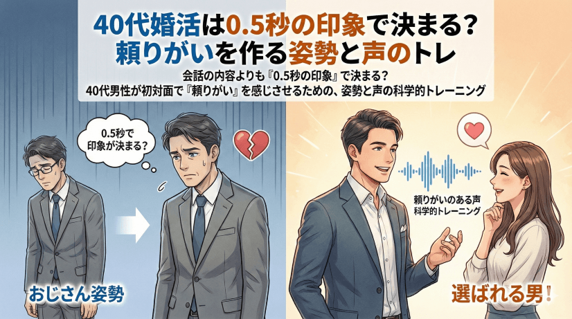 40代婚活は0.5秒の印象で決まる?頼りがいを作る姿勢と声のトレーニング