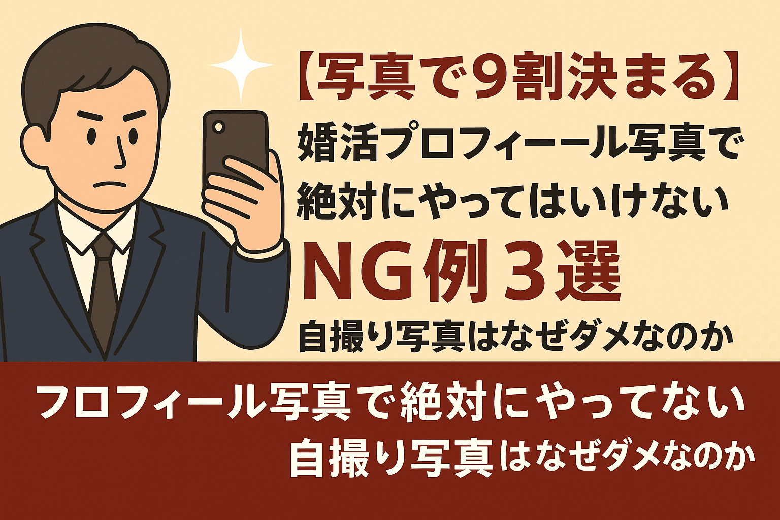 【婚活写真】婚活は写真で9割決まる!やってはいけないNGプロフィール写真3選