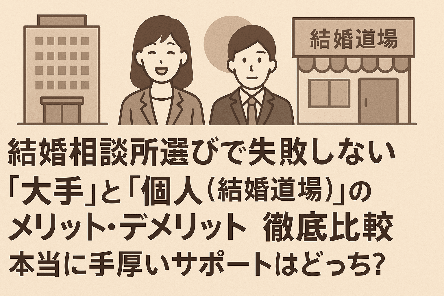 結婚相談所の大手と個人を比較。メリット・デメリットとサポートの違い