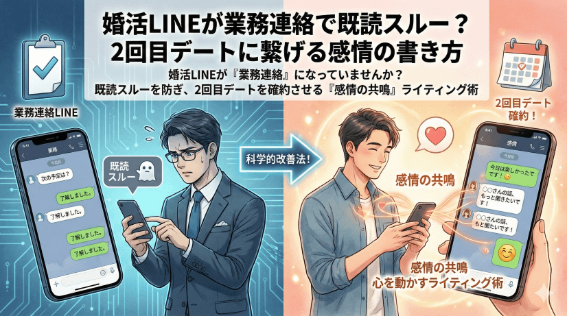 婚活LINEが業務連絡で既読スルー?2回目デートに繋げる感情の書き方
