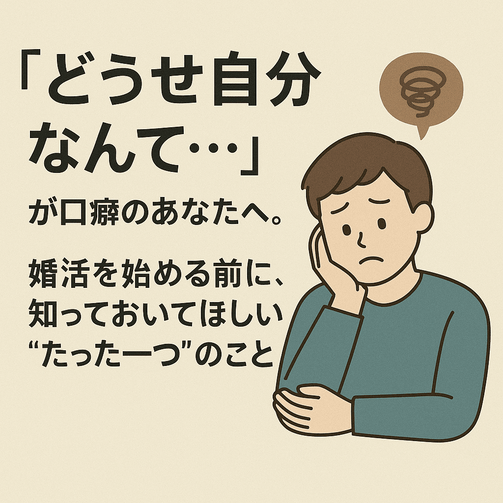 「どうせ自分なんて」が口癖の男性へ。婚活前に知るべき"一つ"のこと