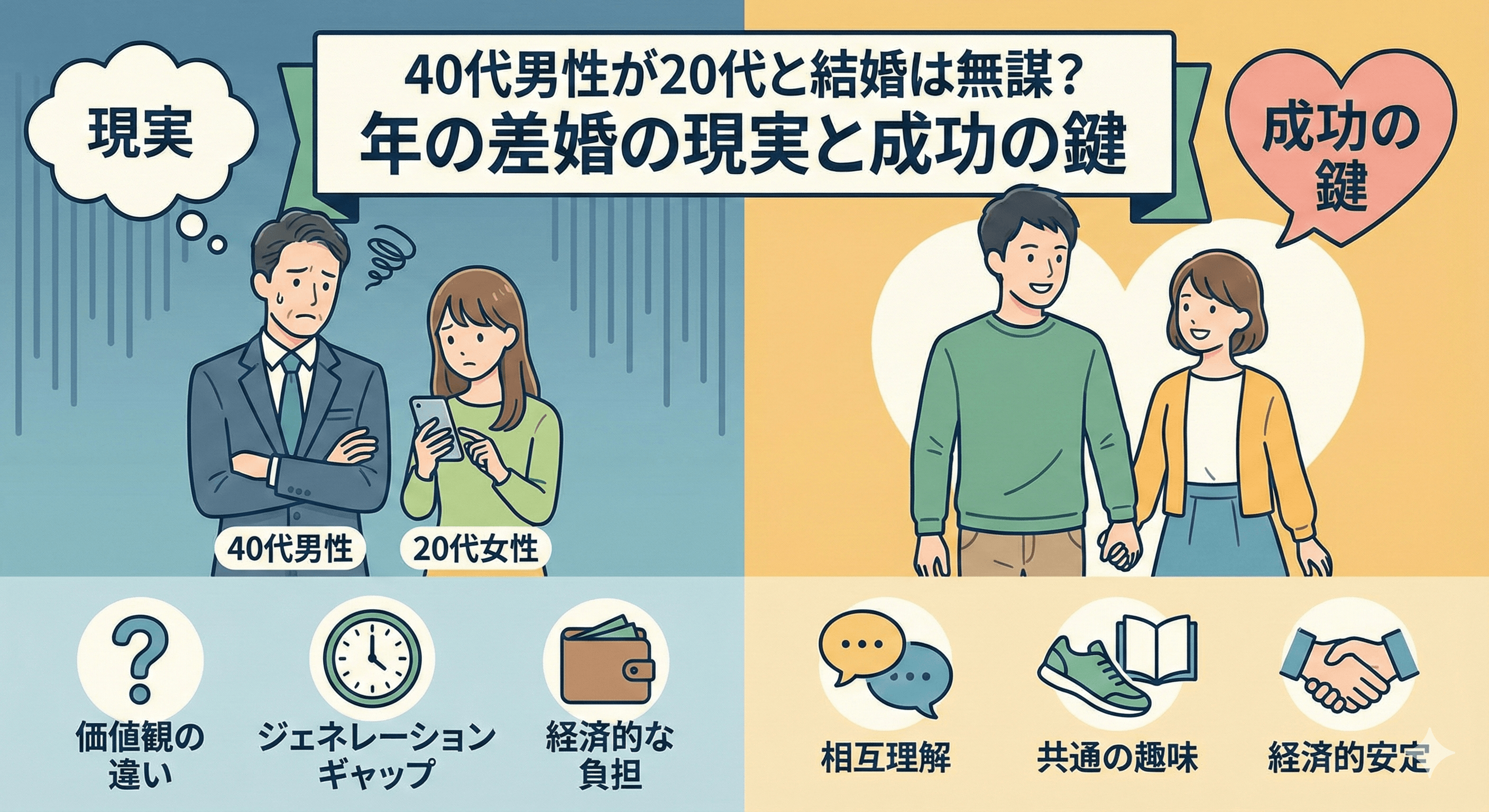 40代男性が20代と結婚は無謀?年の差婚の現実と成功の鍵